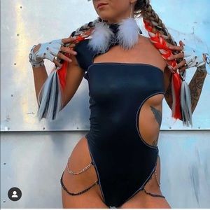 Custom Black Bodysuit by Euphoric Ravewear, worn once & hand washed! Size XS/S
